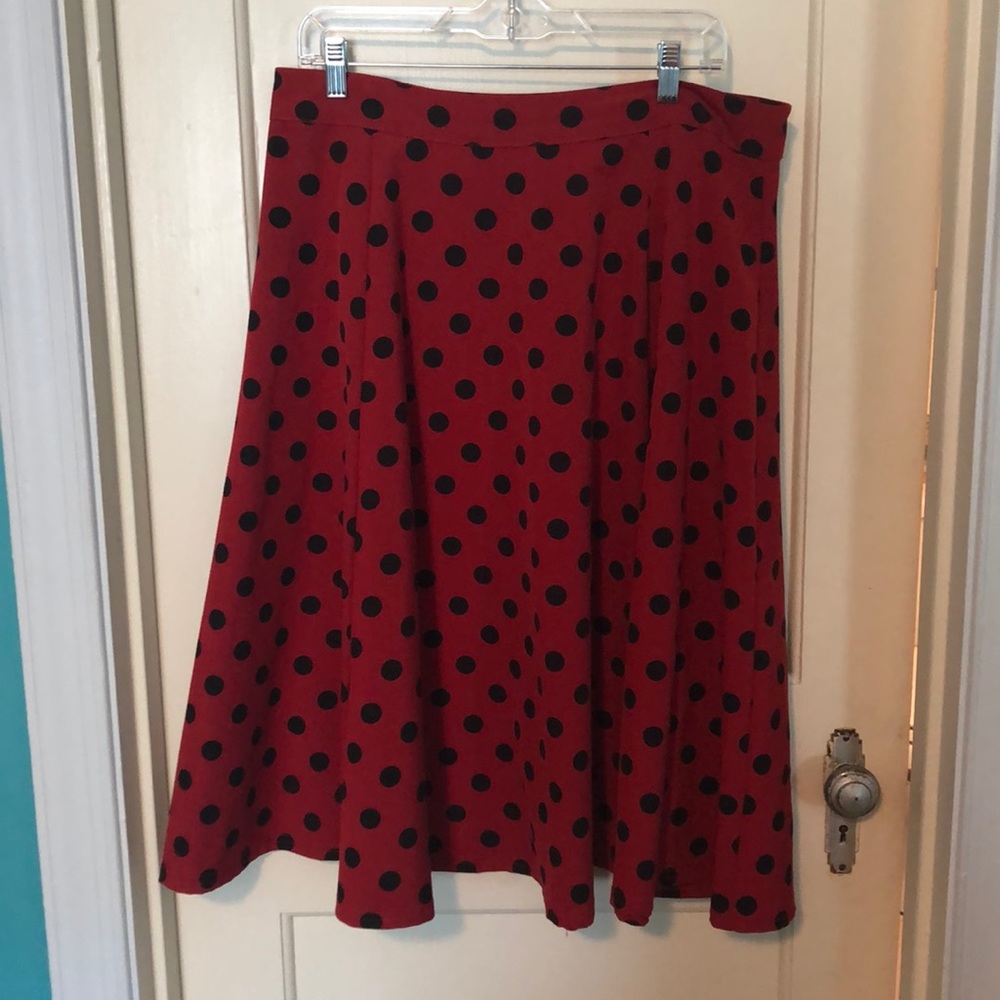 Red and black polka dot rocksteady skirt